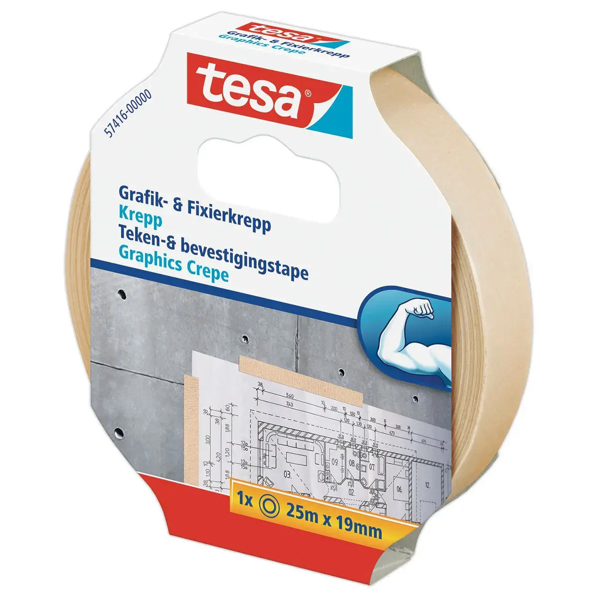 Fixeertape in crêpepapier TESA - speciaal art-grafiek -25mx19mm