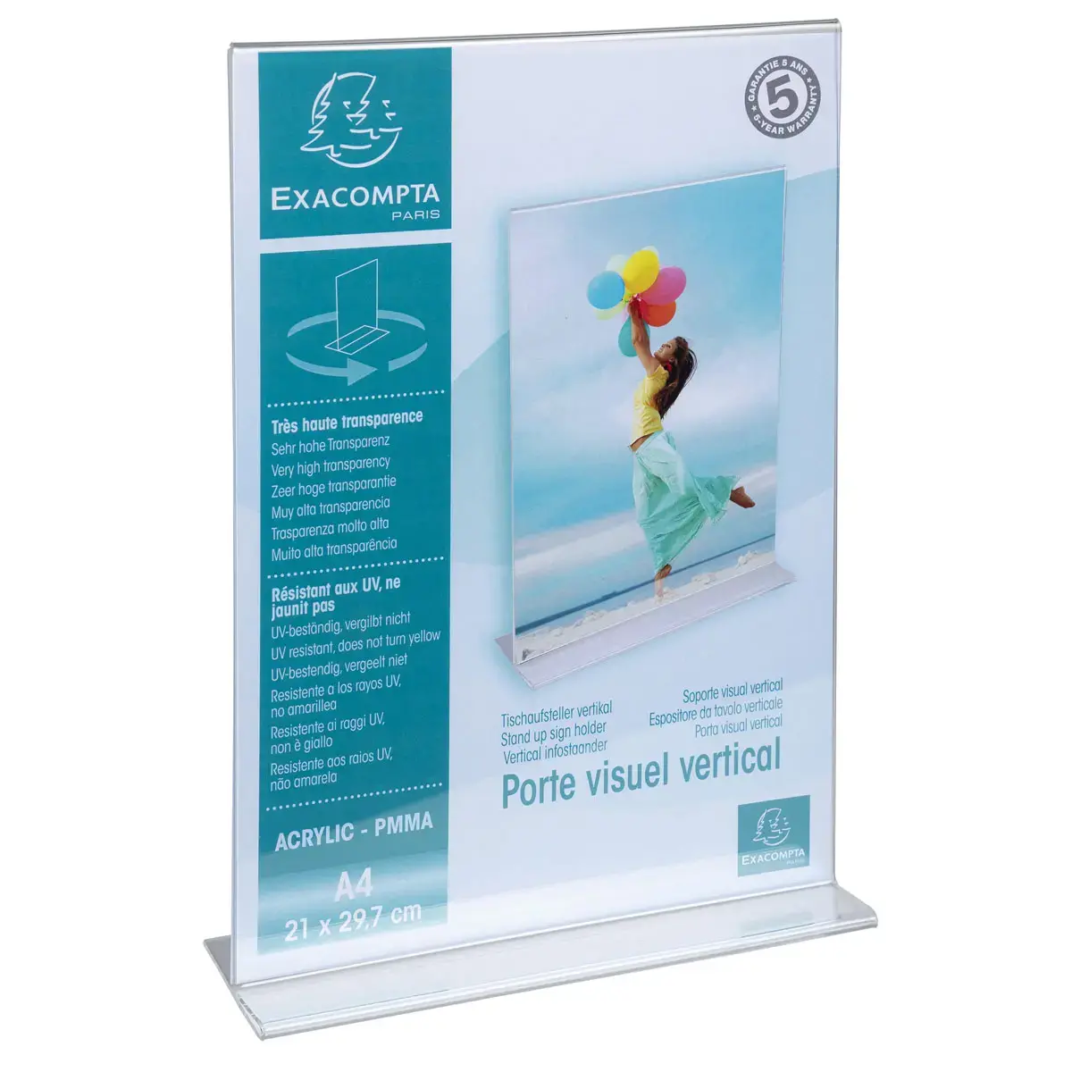 T-vormige rechte display transparant -A4-formaat 