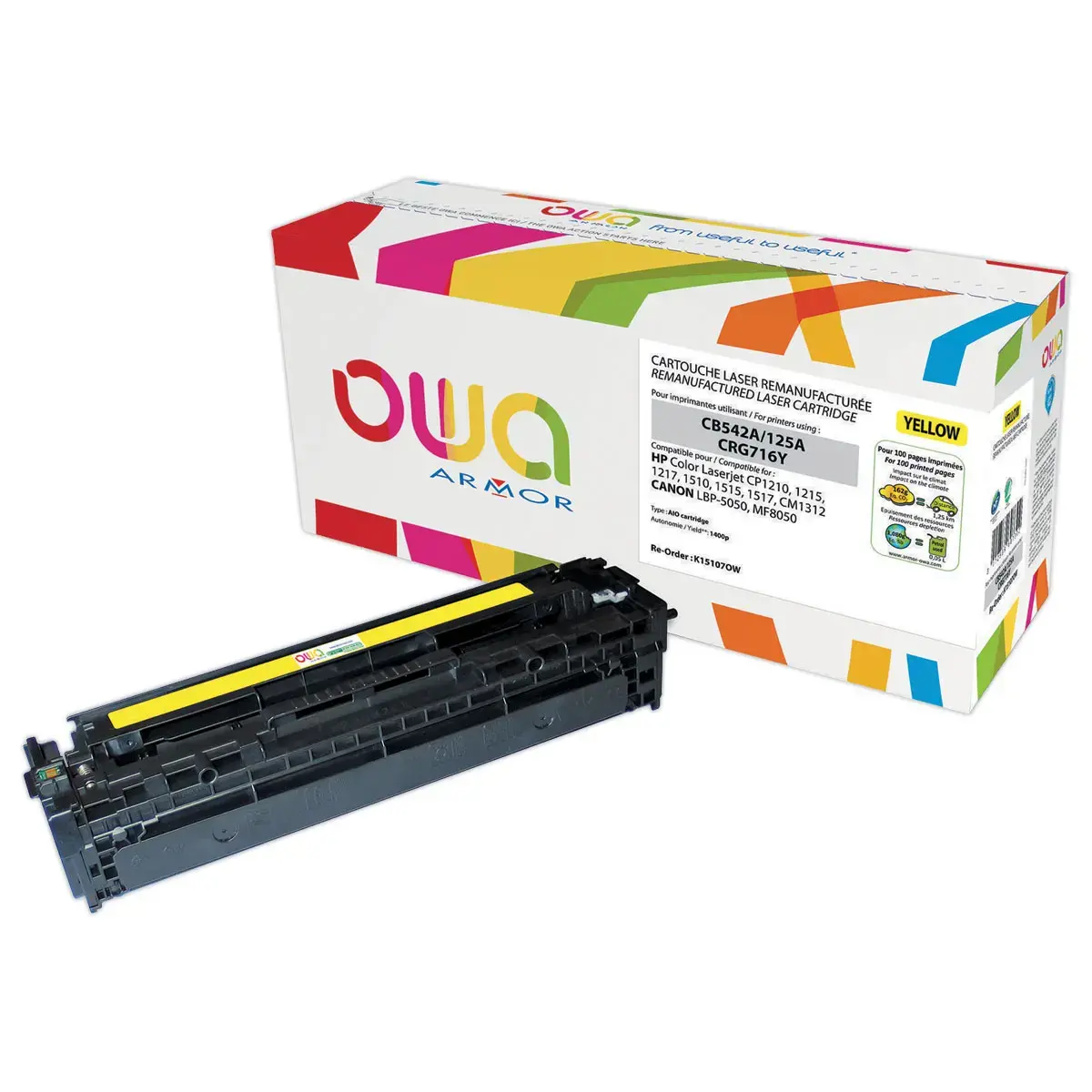 Lasercartridge 125A Geel CB542A ARMOR compatibel