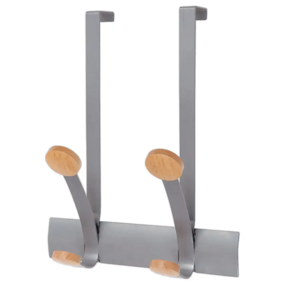 Deurkleerhaak Duo in metaal/hout - 2 dubbele haken