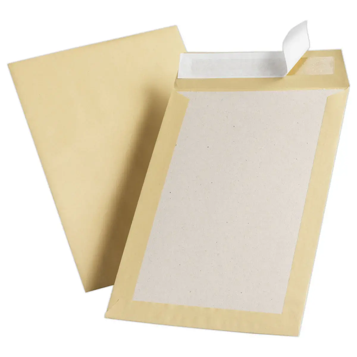 100 Enveloppen met kartonnen rug - 260 x 330mm - stripseal - Kraft bruin
