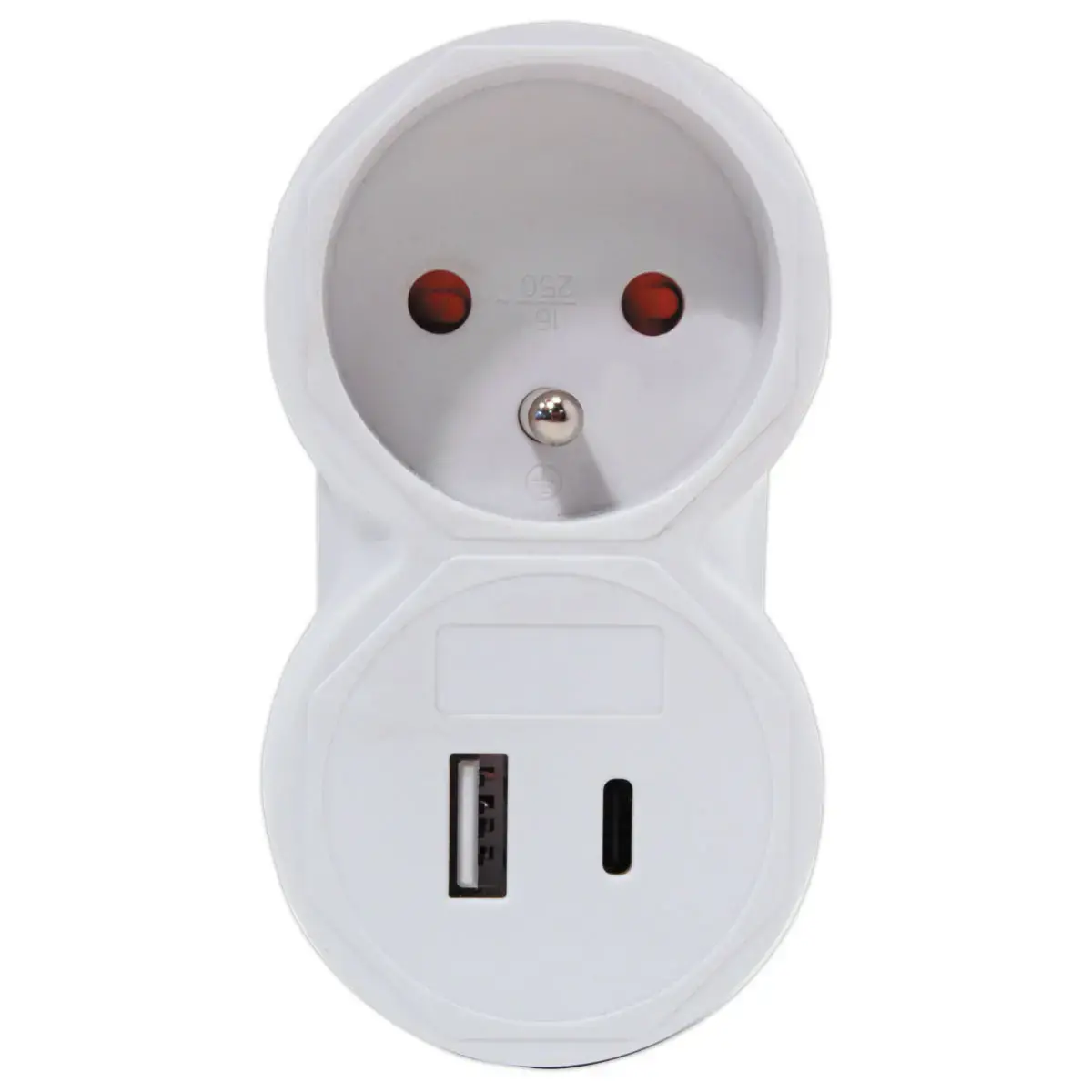 Meervoudige stekkerblok - 1 stopcontact en 2 USB-poorten 