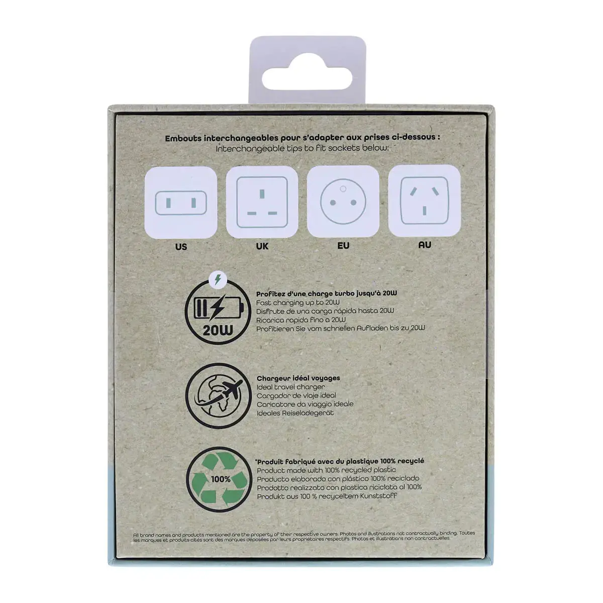 Internationale USB-netlader 20W