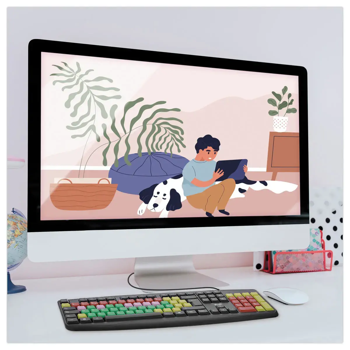 Gekleurde bedrade kinderkeyboard KID - Zwart 
