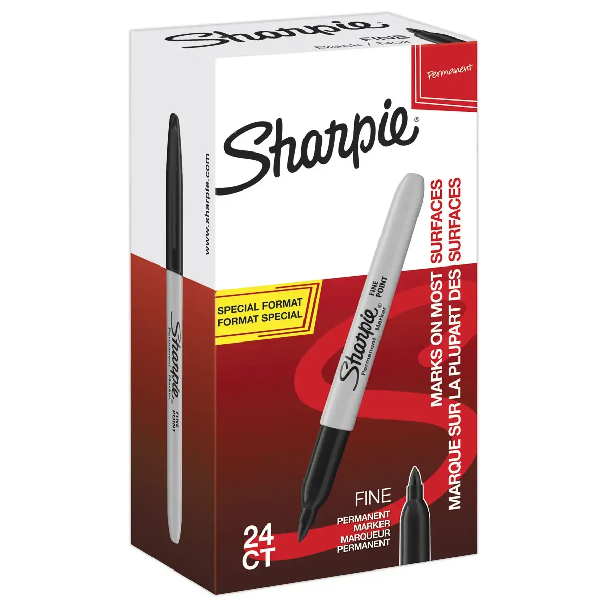 24 Permanente fijne markers - Zwart - SHARPIE