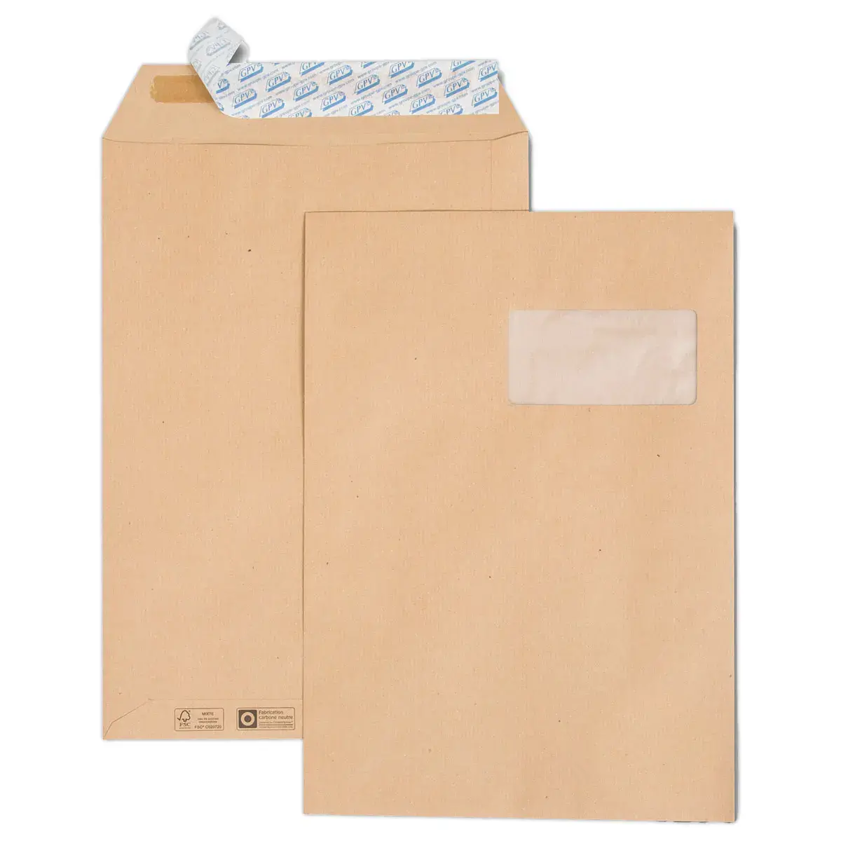 250  Enveloppen van bruin kraft GPV Green 85g - 229 x 324 mm - Zonder venster 