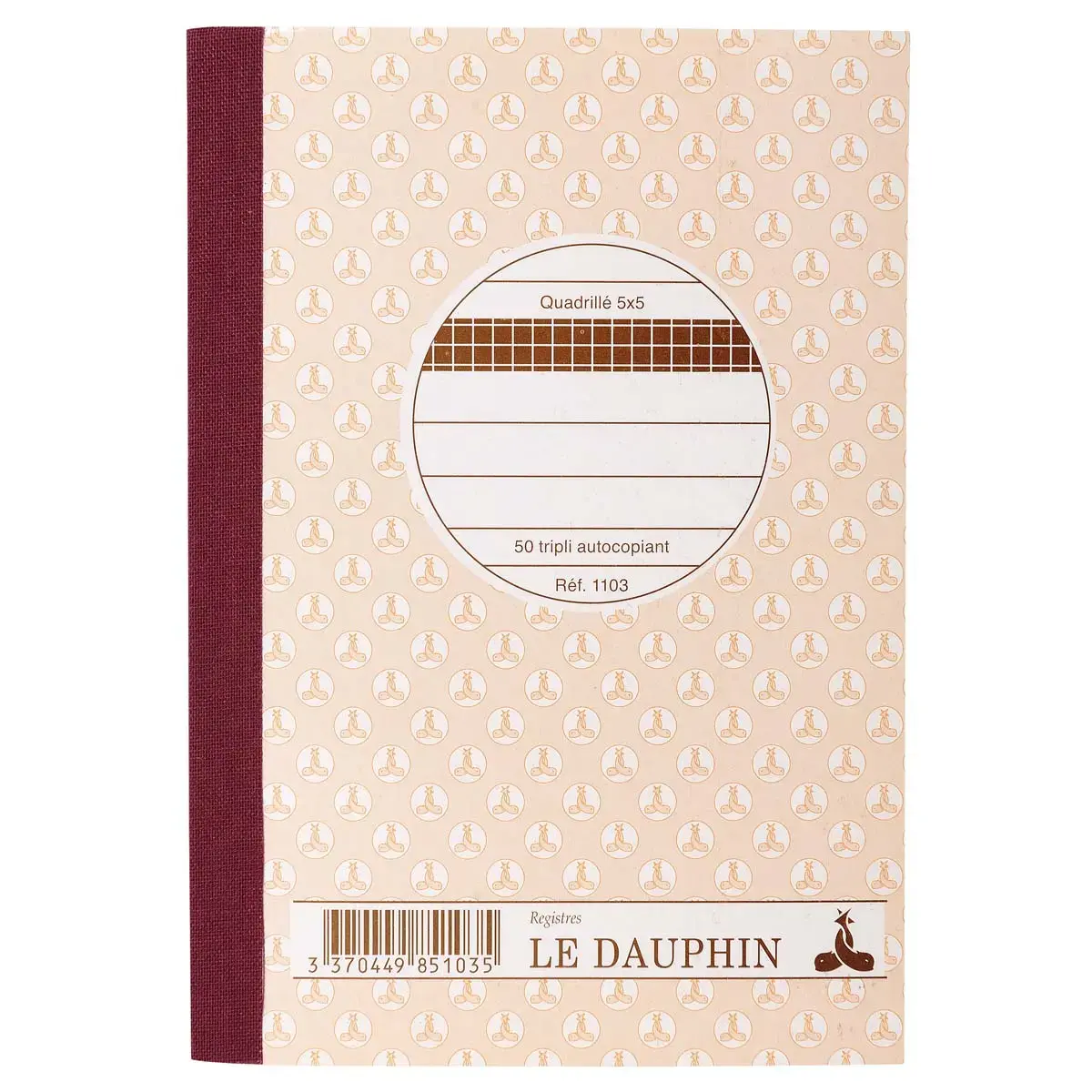 Zelfkopiërend doorschrijfboek Triplicata A6 geruit 5x5 Lebon et Vernay