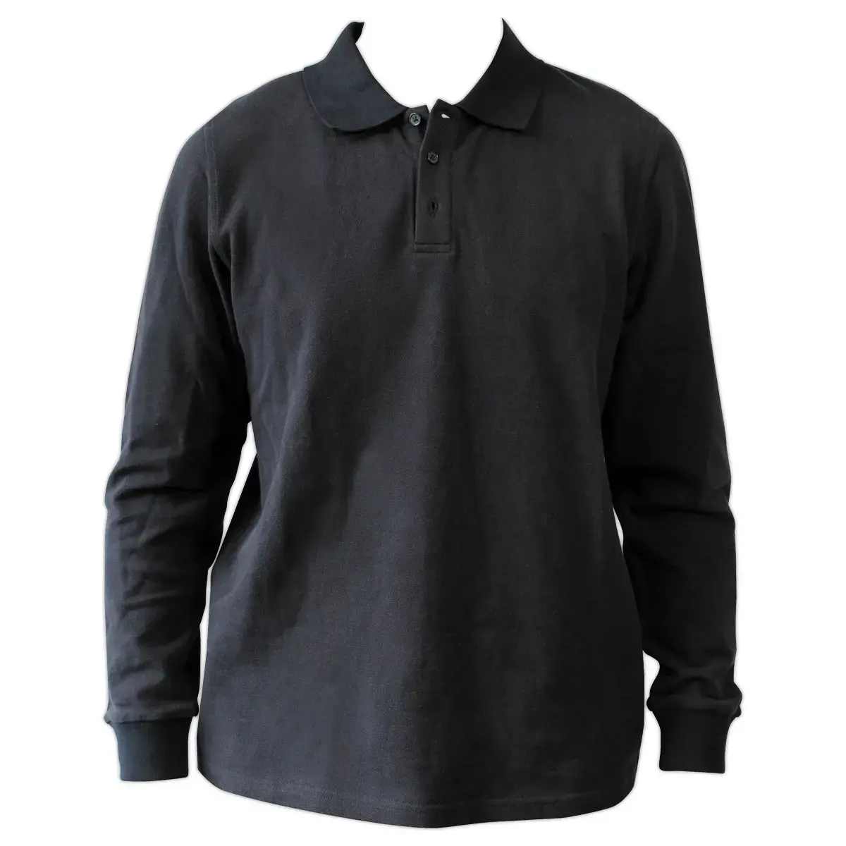 Zwarte polo met lange mouwen voor heren, maat 2XL 