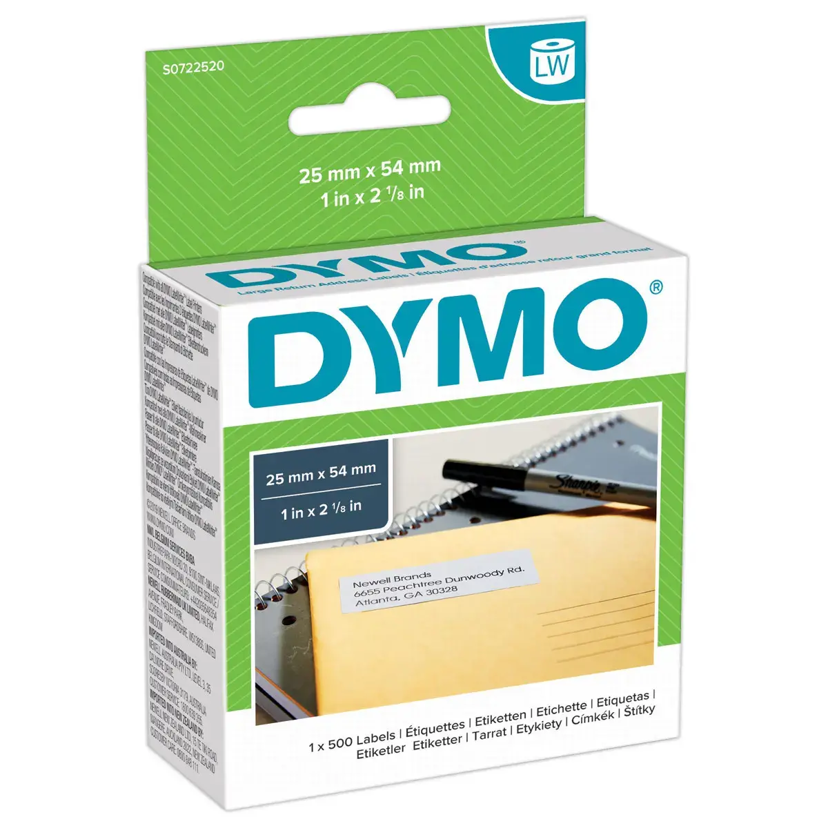 Rol van 500 witte adresetiketten LabelWriter - 25 x 54 mm - DYMO