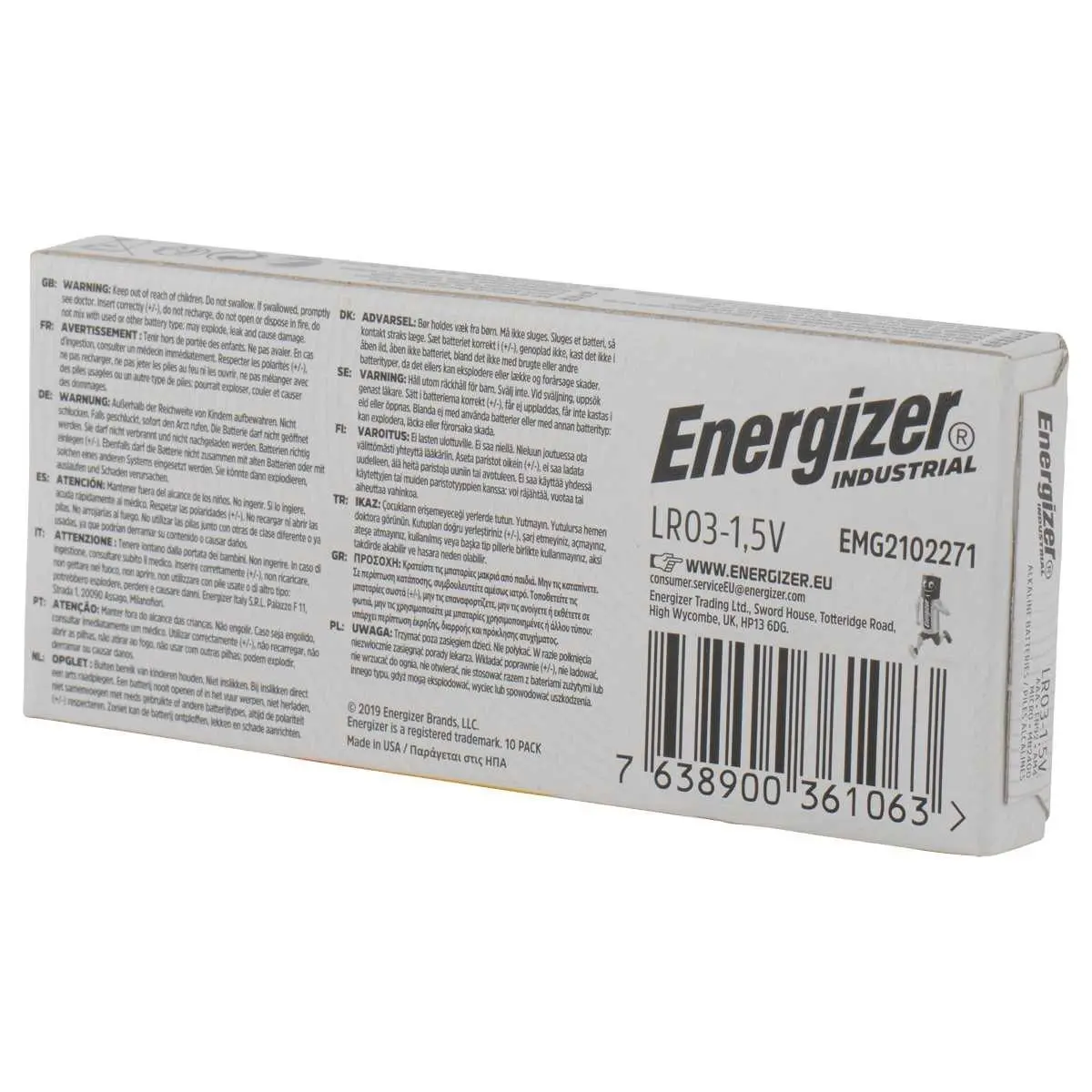 10 Alkalibatterijen LR3 (AAA) ENERGIZER Industrial