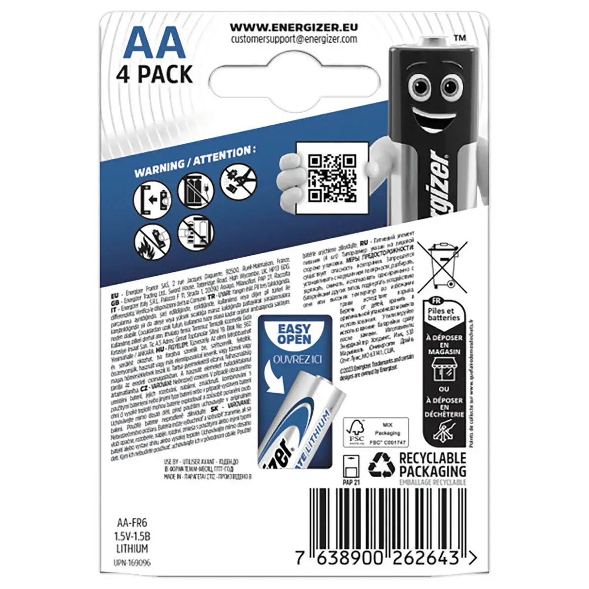 4 Lithium batterijen ENERGIZER L91 (AA)