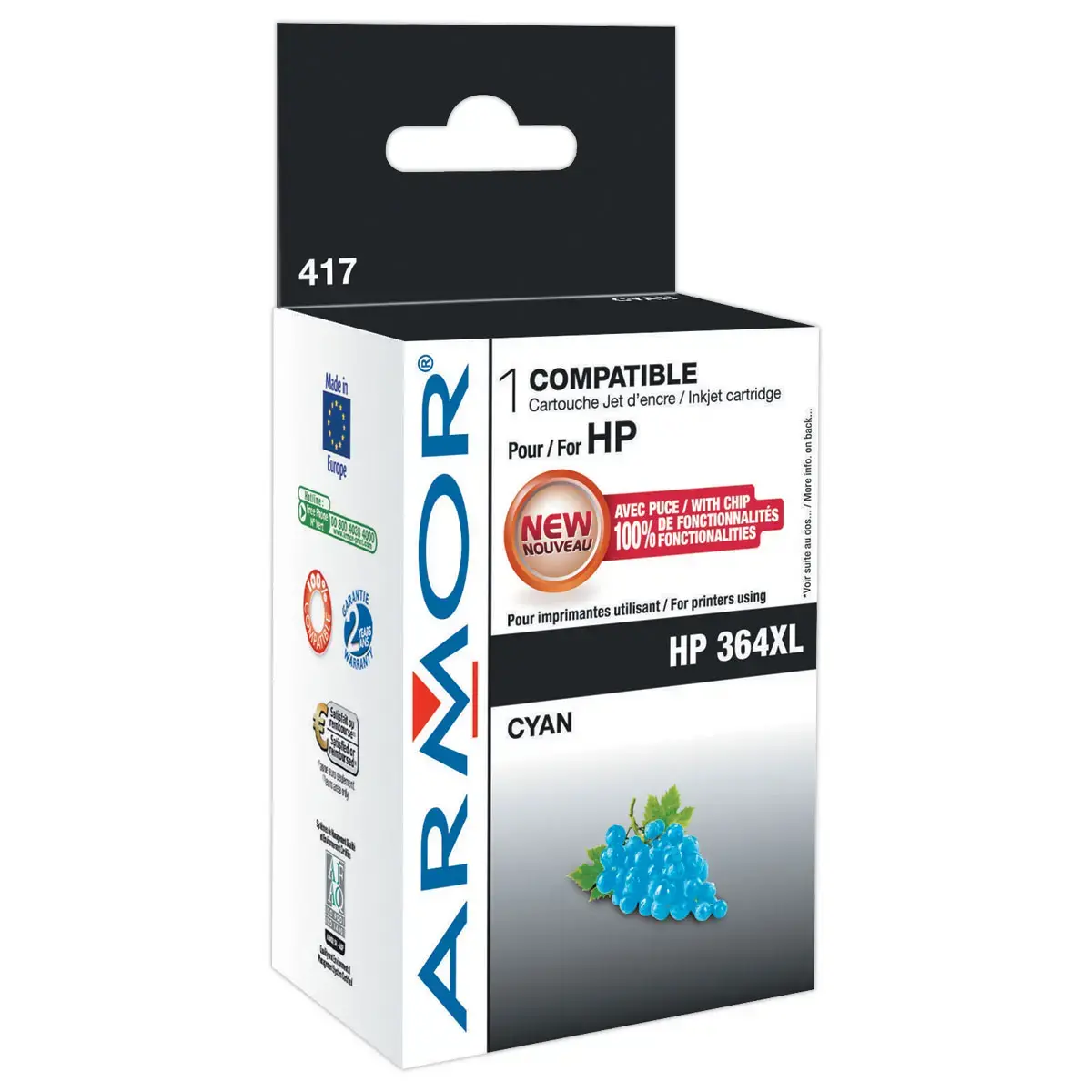 Inkjetcartridge  HP 364XL cyaan HC CB323E compatibel ARMOR 