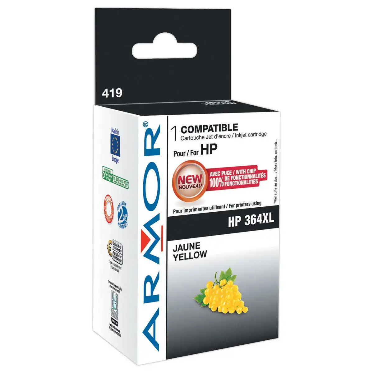 Inkjetcartridge HP 364XL Geel HC CB325E compatibel ARMOR 