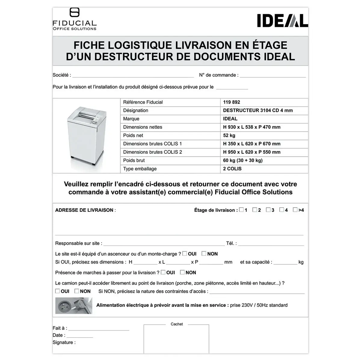 Leveringspakket voor de destructieve verdieping IDEAL 3104 en 4002