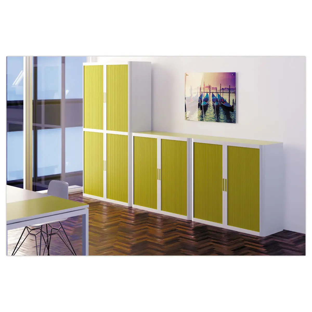Lage rolluikkast Easyoffice - Wit & anijsgroen  - PAPERFLOW 
