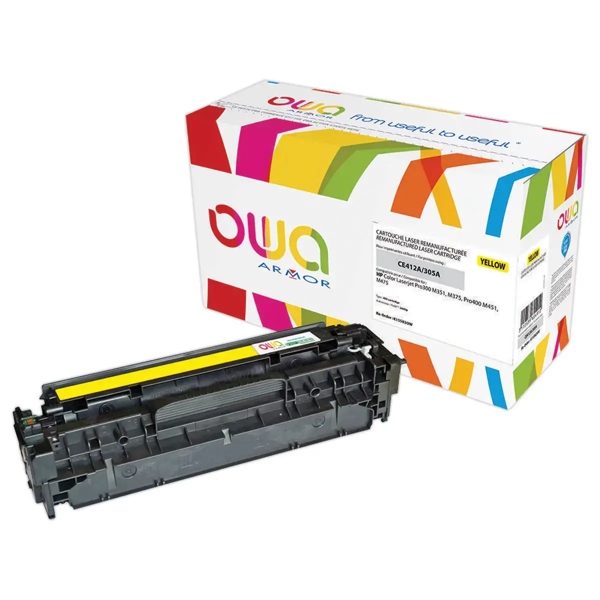 Lasercartridge HP 305A geel CE412A compatibel ARMOR