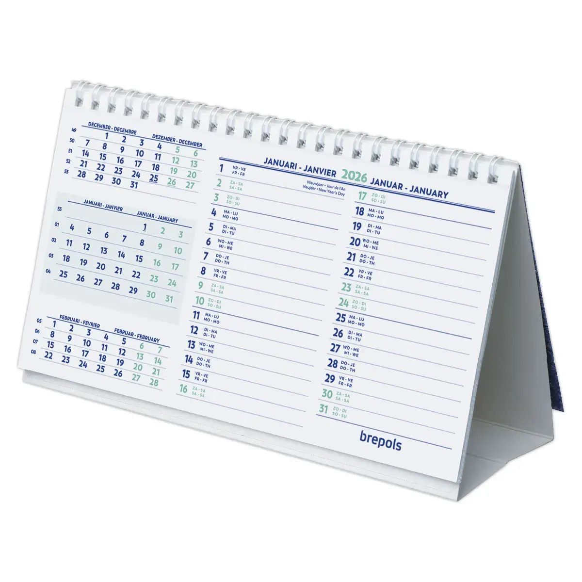 Spiraalgebonden kalender 21 x 12,5 cm - jan. dec.