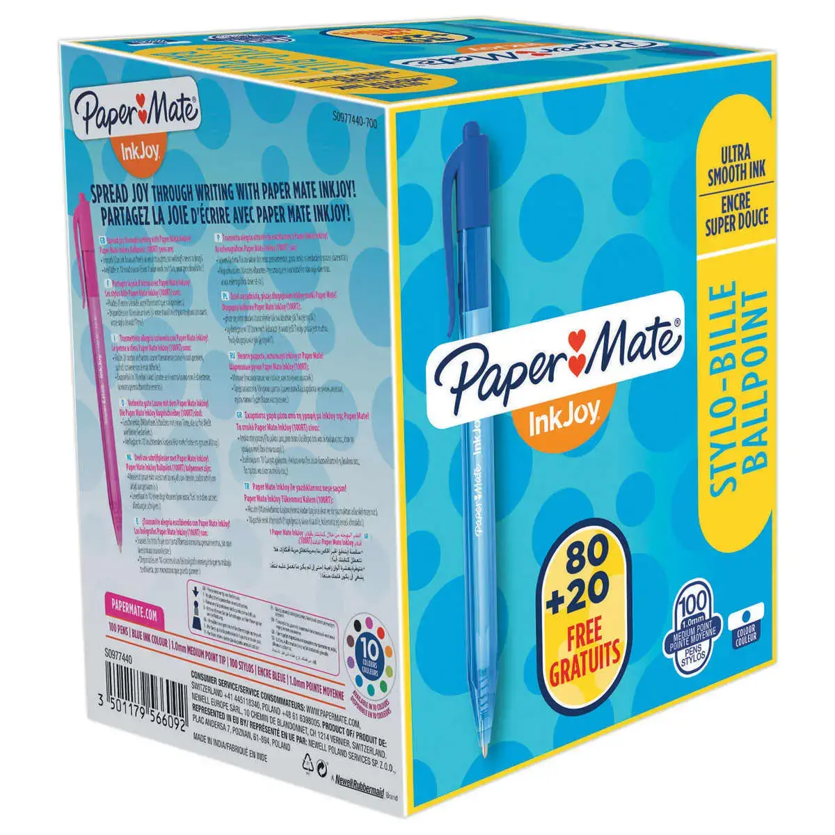 100 Intrekbare balpennen Inkjoy 100 RT - Voordeelverpakking - Blauw - PAPER MATE INKJOY
