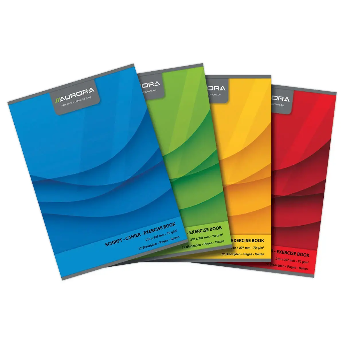 Gehecht notitieboek Aurora 210x297 mm gelinieerd met marge - 70g - 72 pagina's