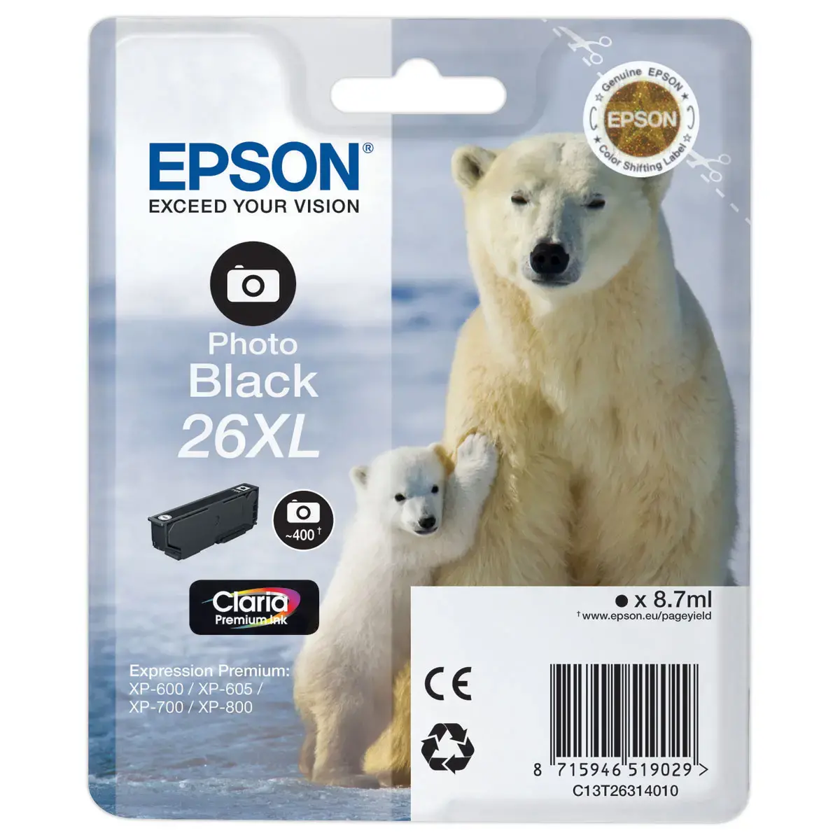 Epson T2631 zwarte fotocartridge 