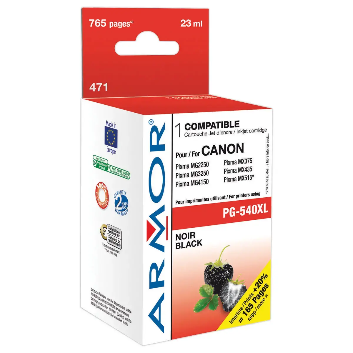 Inkjetcartridge ARMOR equiv. Canon PG540 Zwart