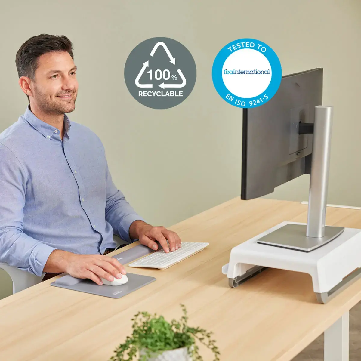 Compact toetsenbord polssteun Breyta - Grijs - FELLOWES