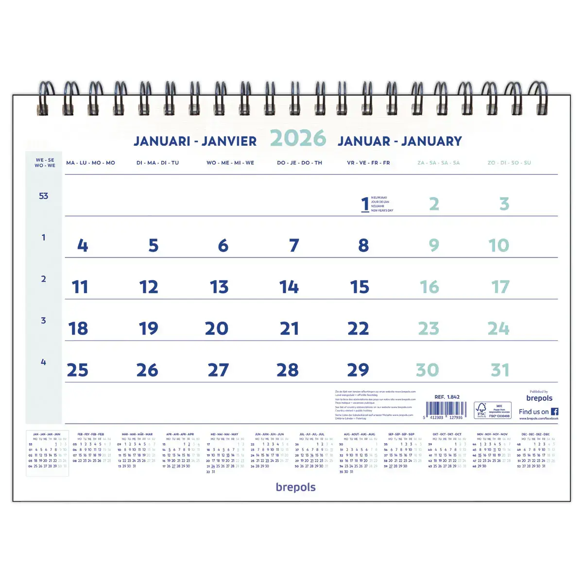 Kalender Wire O 46x31,5 cm - jan. dec. 