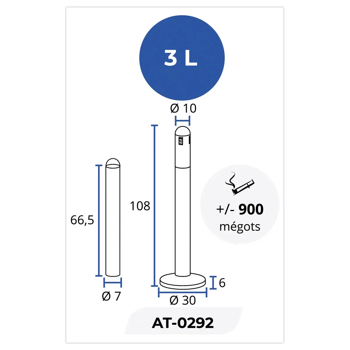 Buisvormige asbak - 3L - Antraciet - PROBBAX