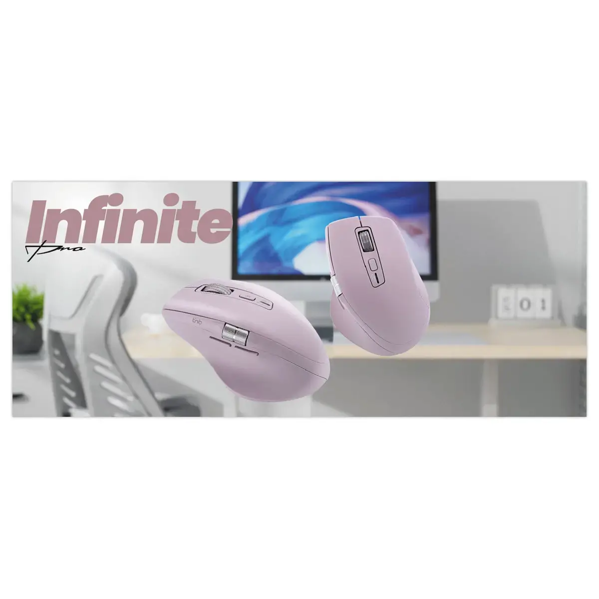 Draadloze muis INFINITEPRO - Oplaadbaar - Roze - T'NB 