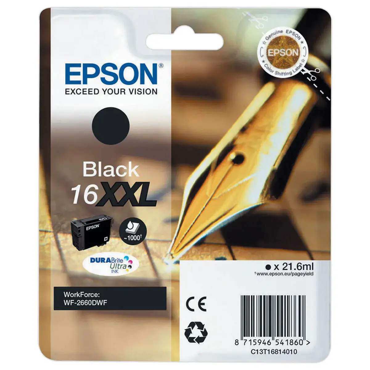 Inktcartridge Jet d'ence EPSON C13T16814010 zwart