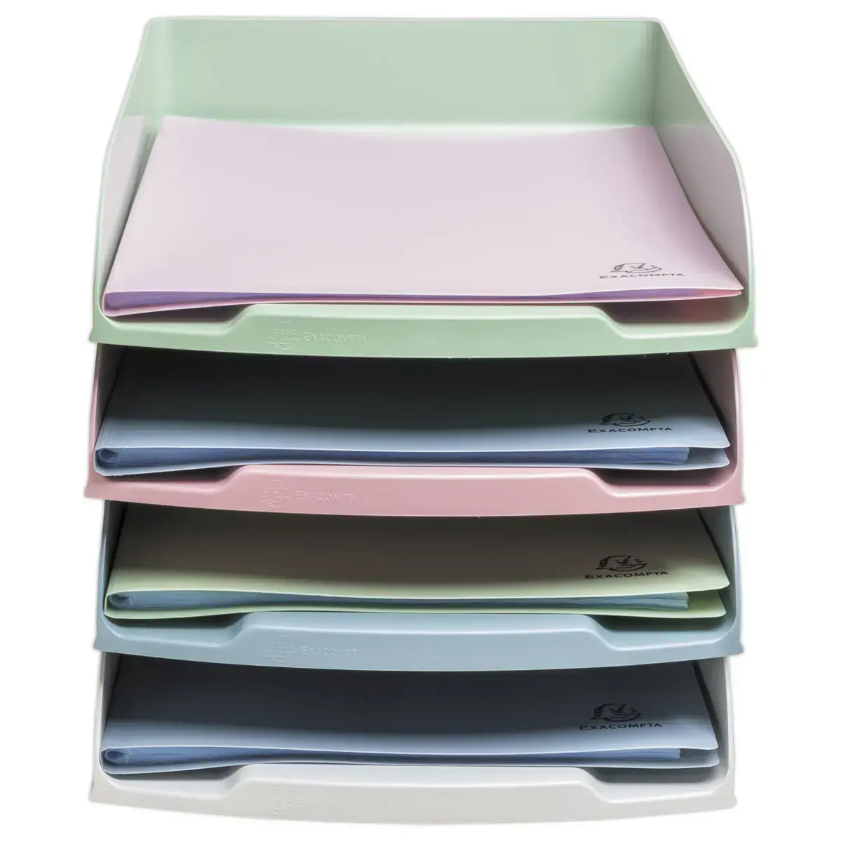 4 Postbakken Autentik - Assortiment van kleuren - EXACOMPTA