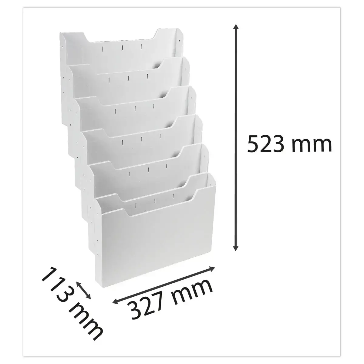 Modulaire wandverdeler - Horizontaal - 6 compartimenten - Grijs - EXACOMPTA