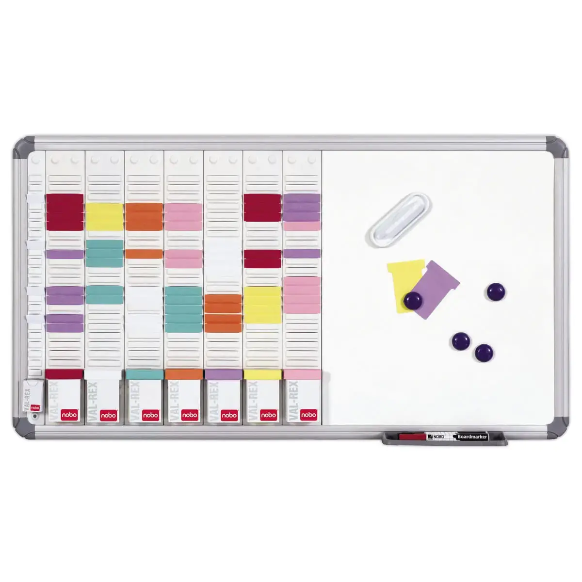 Jaarplanner met T-fiches - 8 kolommen - 24 sleuven - Office T Board - NOBO