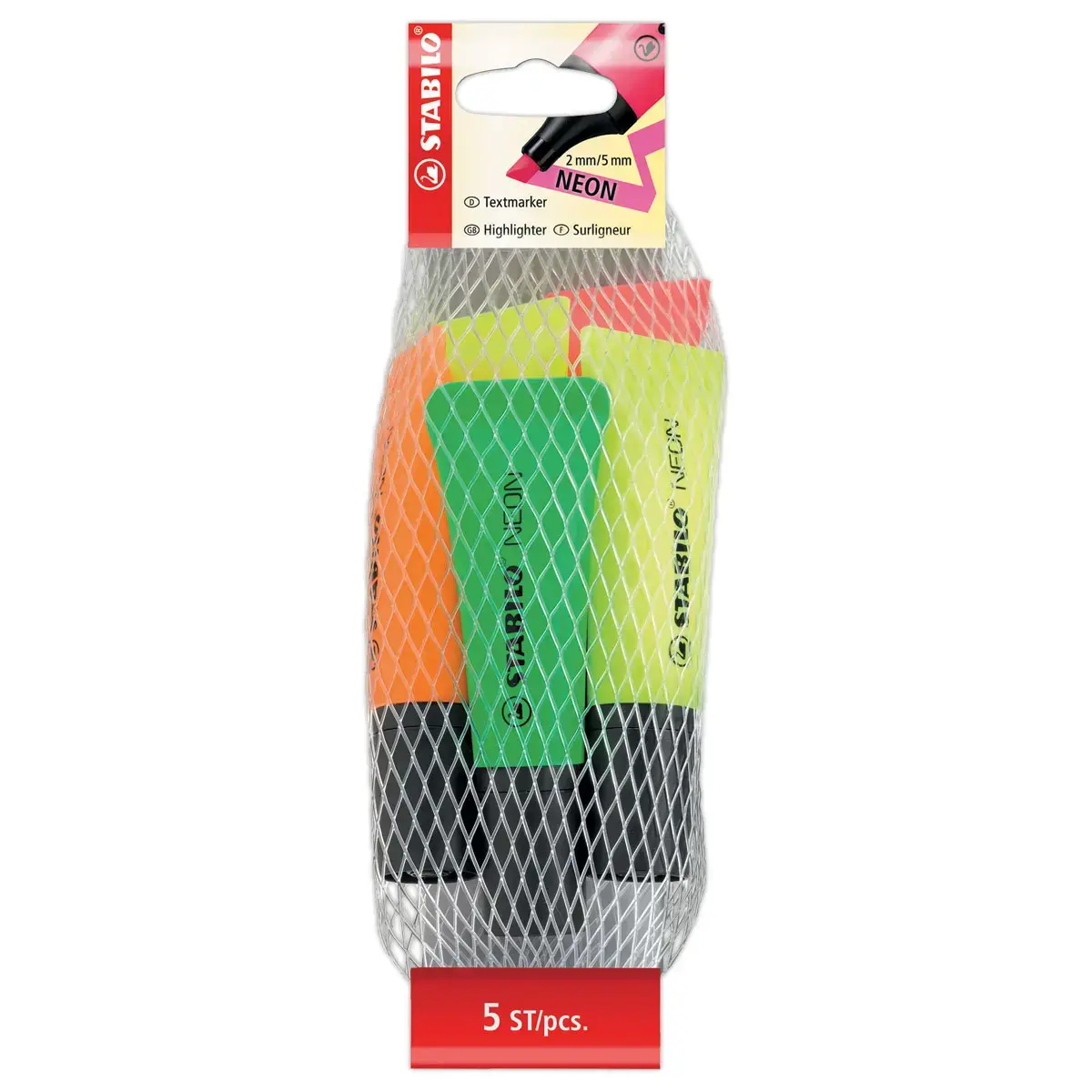 5 Assorti markeerstiften Neon - STABILO