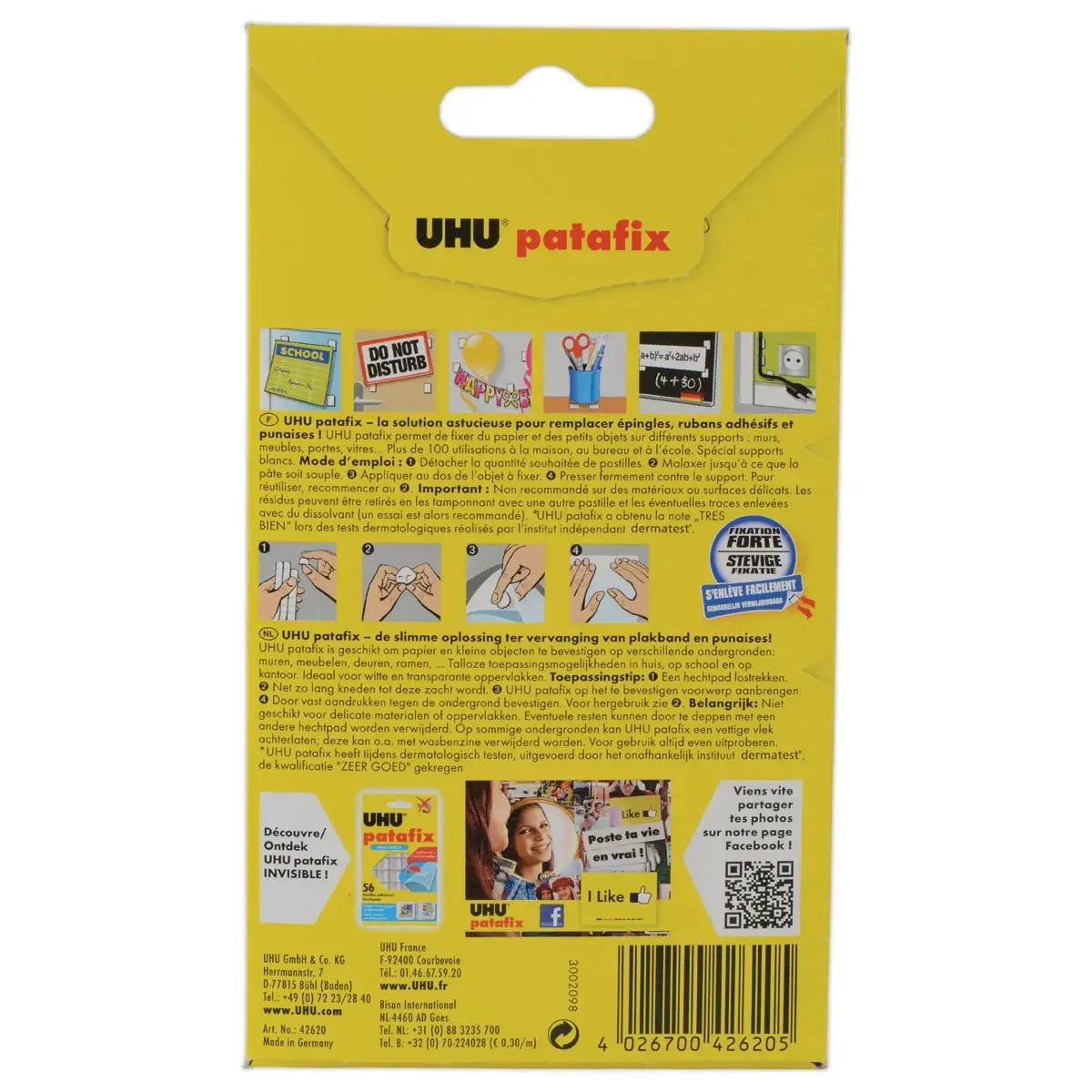 Kleefpasta  PATAFIX UHU - 80 witte kleefpads 