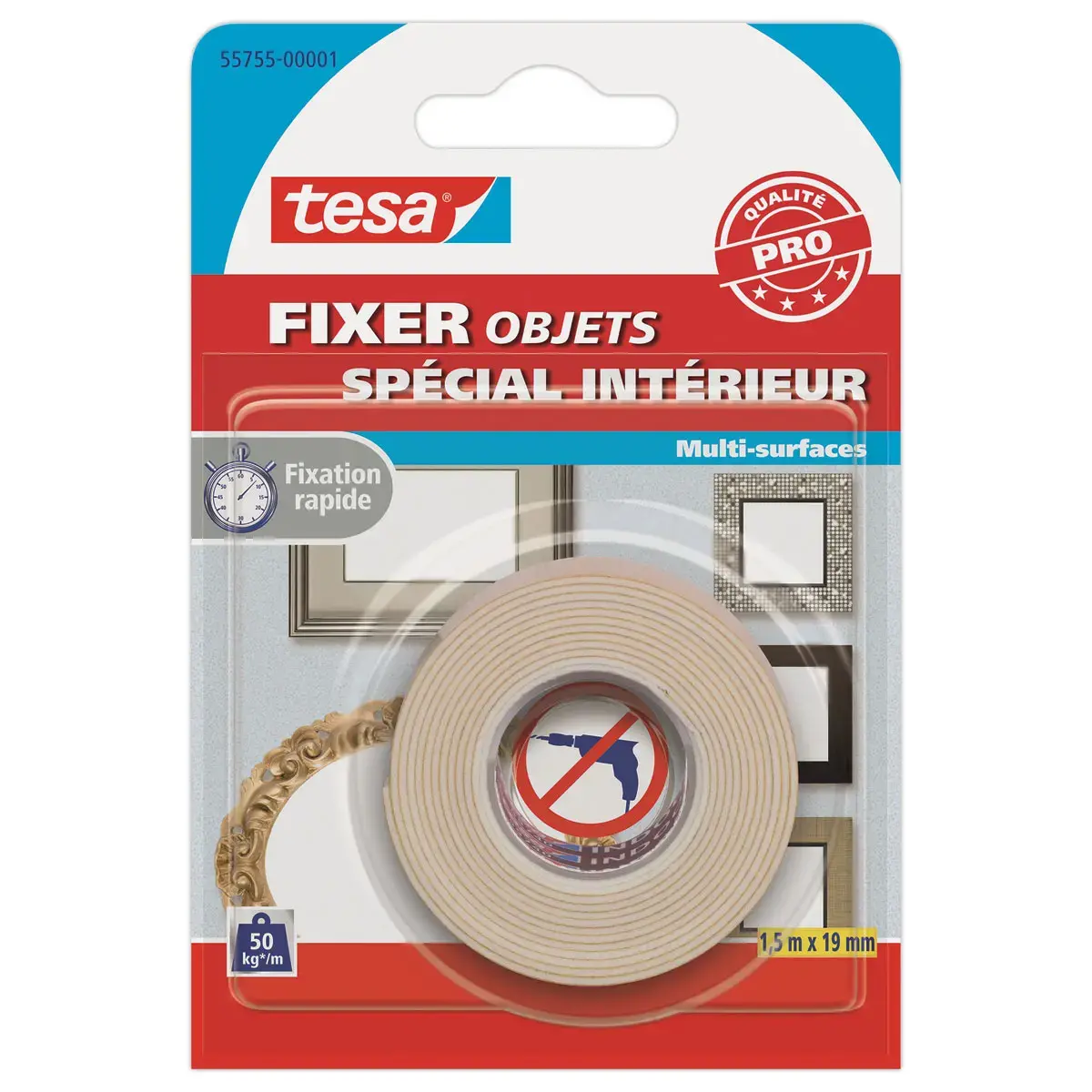 Rol dubbelzijdige plakband schuimrubber - 1,50m x 19mm
