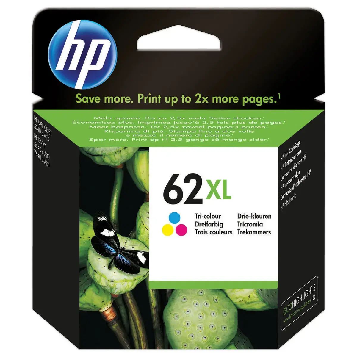 Inkjetcartridge HP 62XL 3 kleurenHC C2P07AE