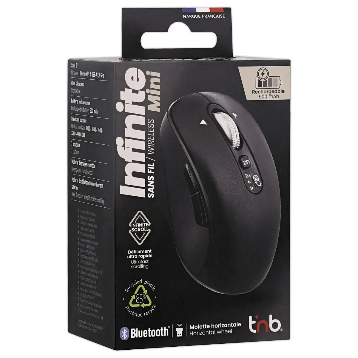 Souris Infinite mini - Oplaadbaar - Zwart - T'NB