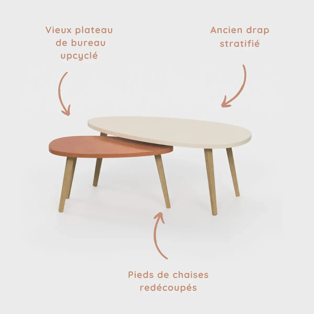 Upcycled salontafel Bellecombe - 95 x D 50 cm - Camel