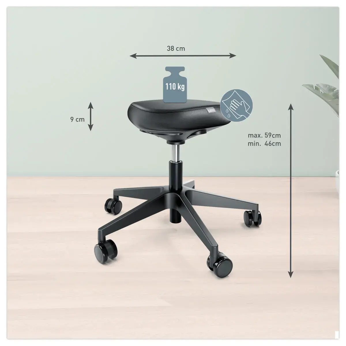 Ergonomische kruk met wieltjes - LEITZ