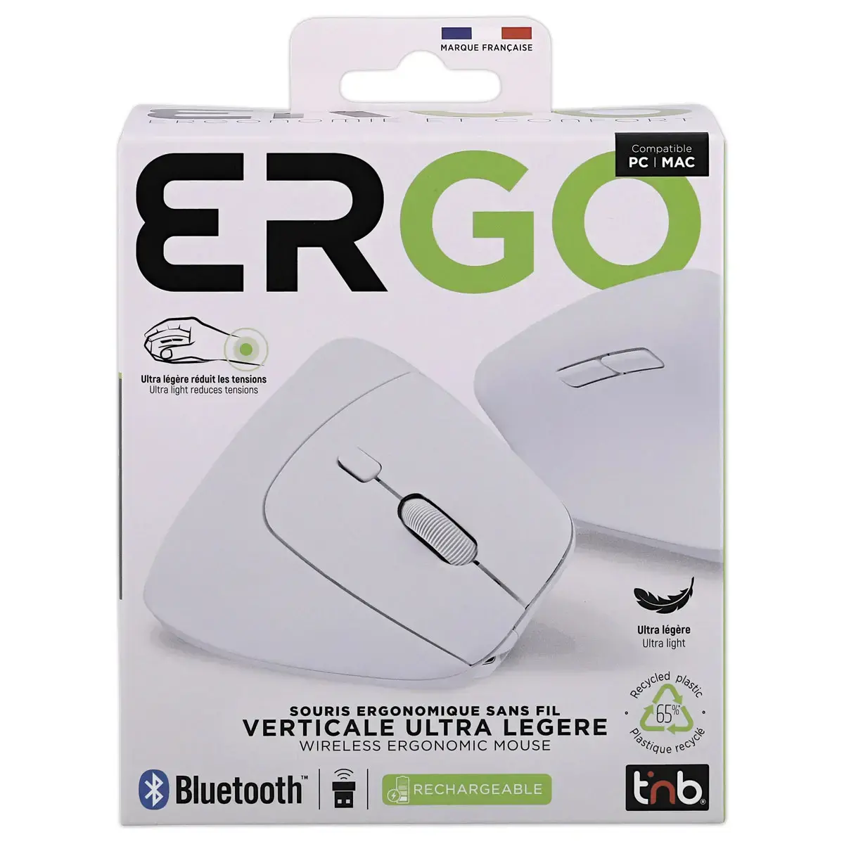 Ergonomische verticale muis - Wit - T'NB 