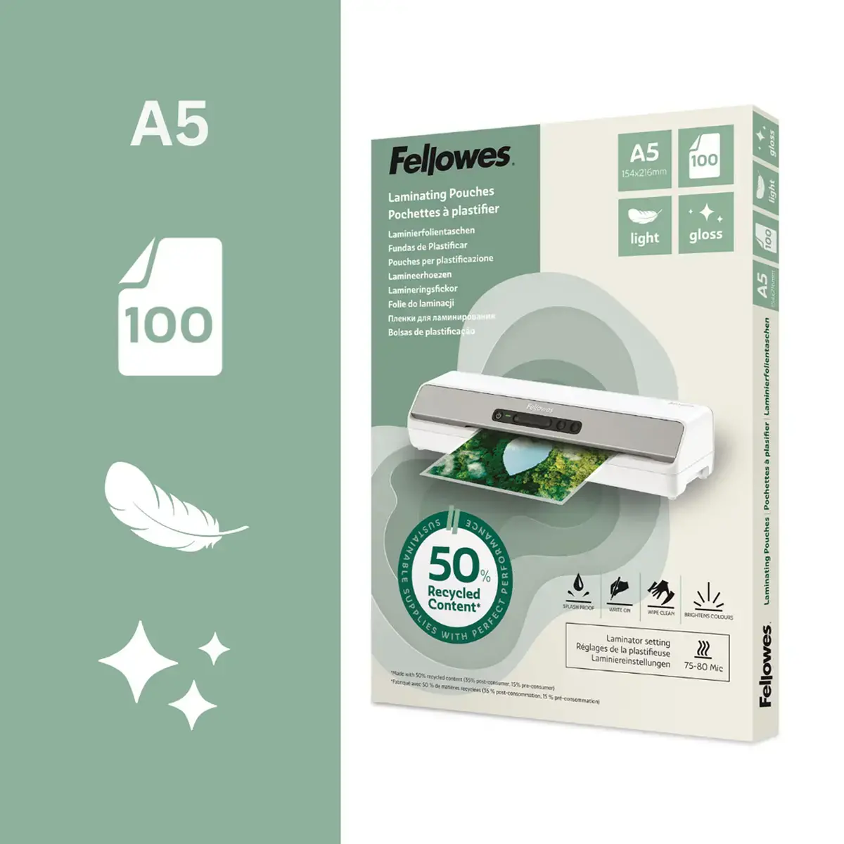 100 Herbruikbare plastic insteekhoezen - A5 - FELLOWES