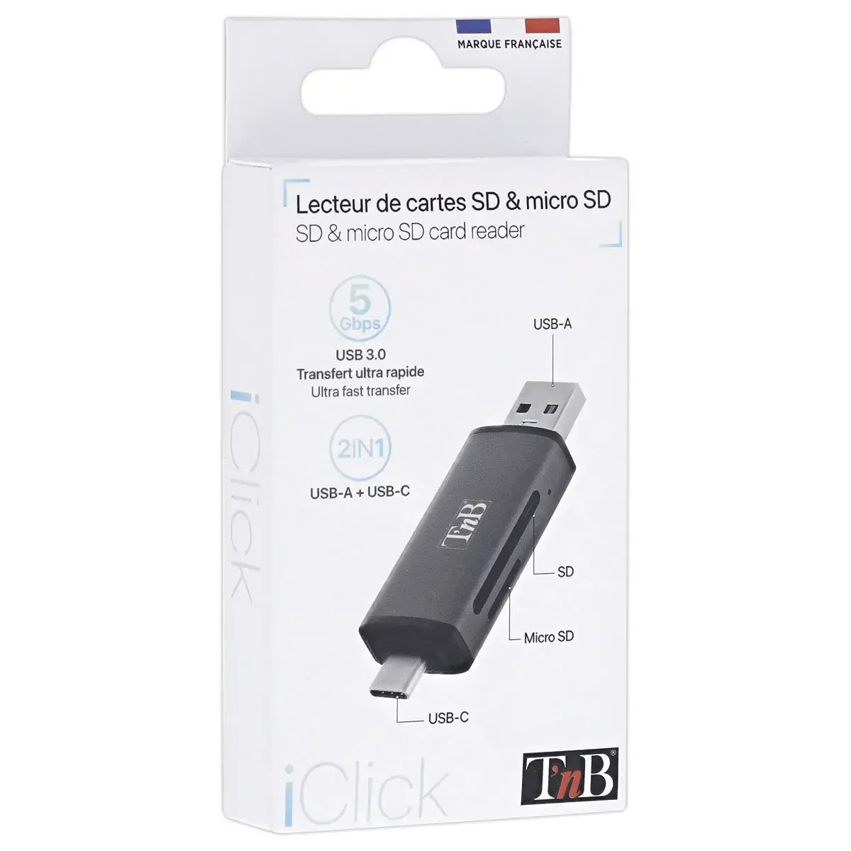 Kaartlezer 3 poorten USB 3.0 - Aluminium - T'NB 