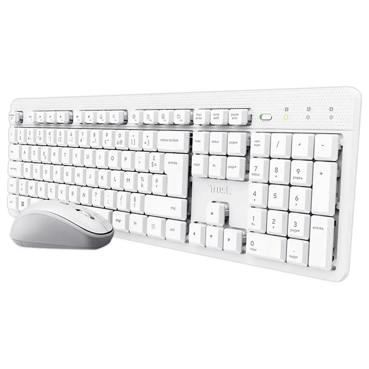 Set Toetsenbord + Ambidextrous & Stil Muis - Draadloos - Wit - TRUST