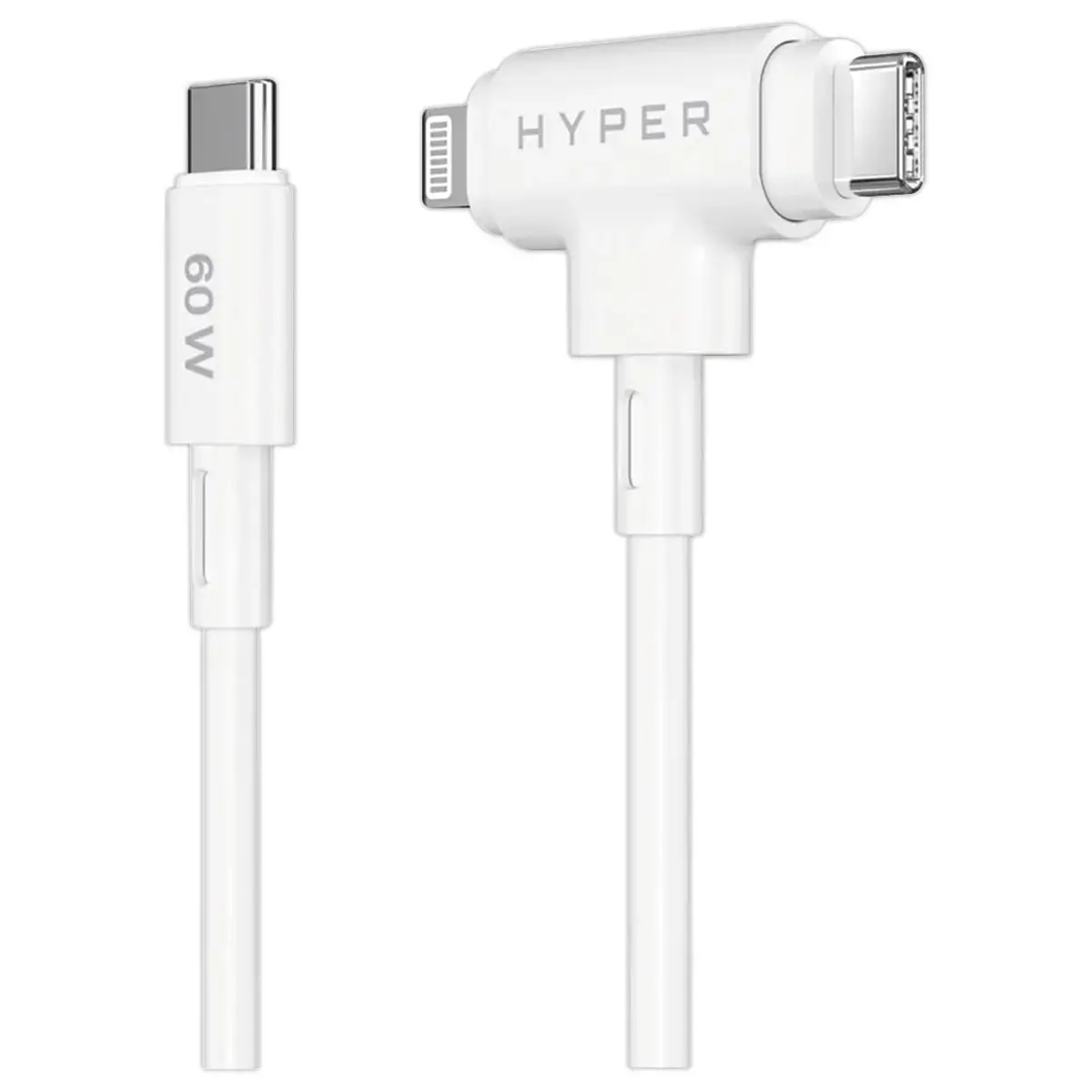 1,5 m siliconen hybride USB-C en Lightning-kabel - Wit