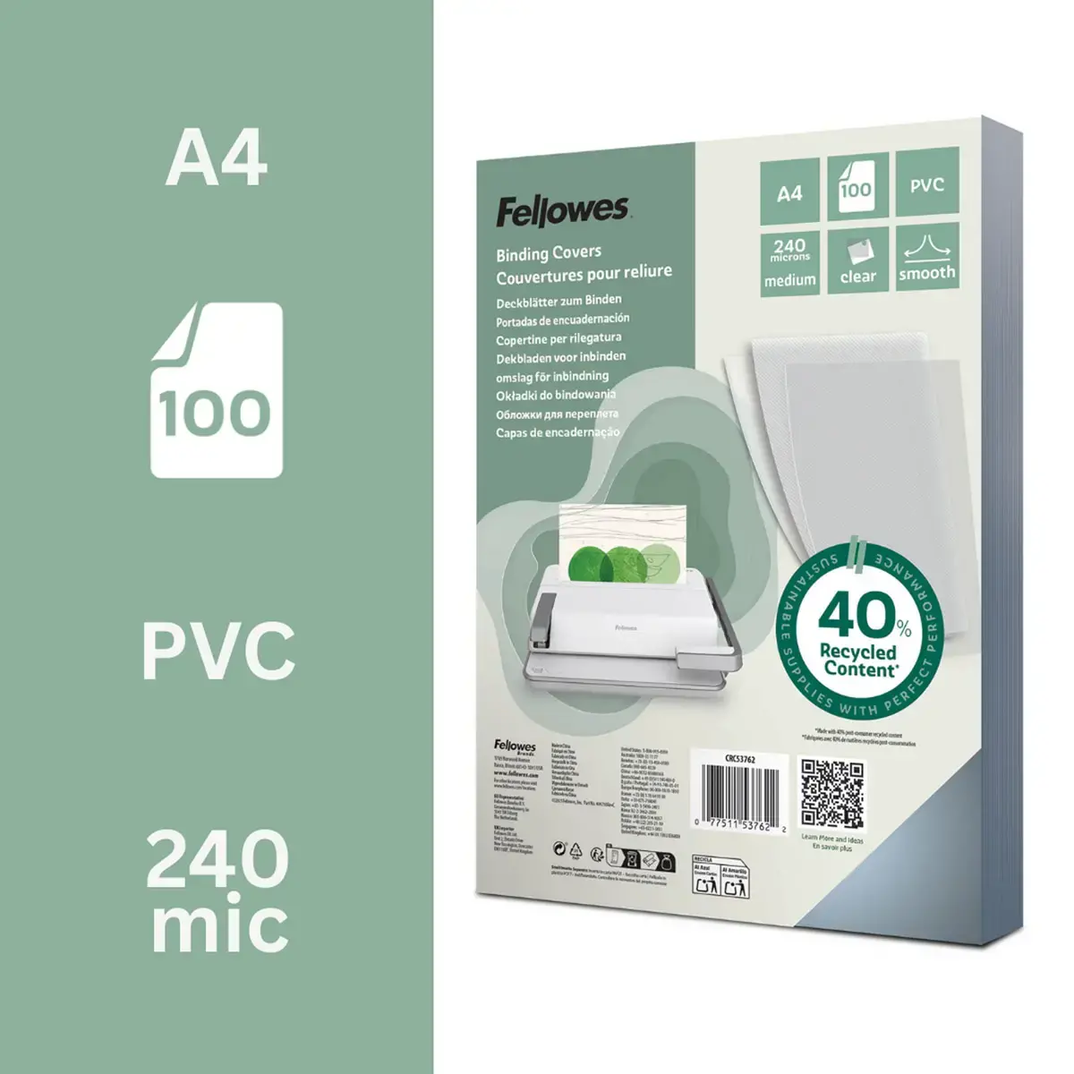 100 PVC-mappen A4 240 µ - FELLOWES