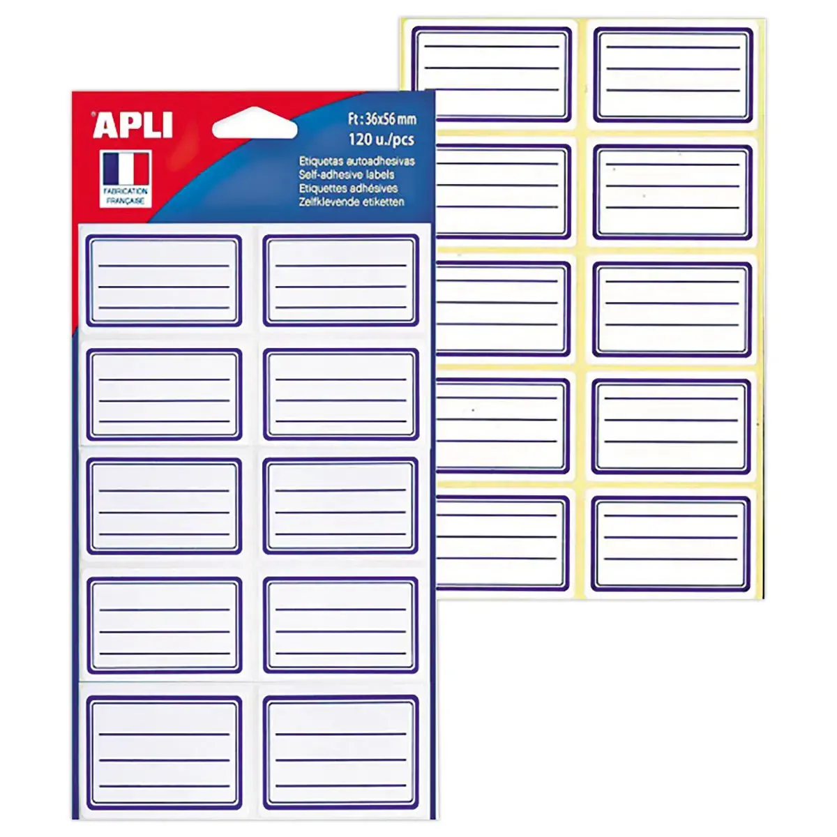 Set van 120 Gestructureerde Schooletiketten 36x56mm - Permanente Zelfklevend - APLI