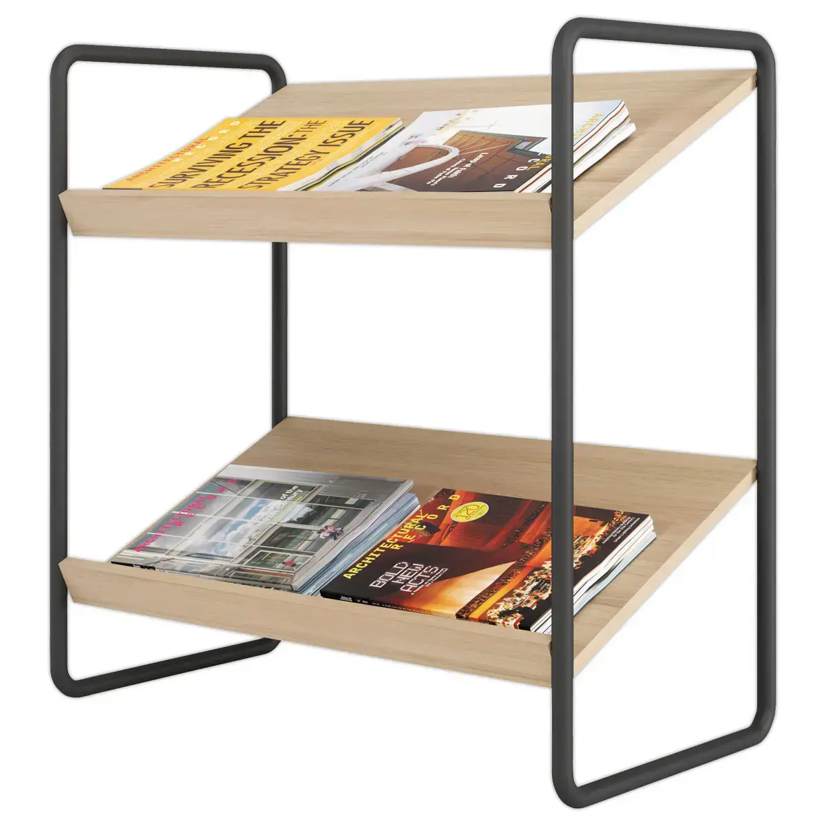 Vloerdisplay 72x72x37 cm - Zwart Staal & 2 Houten Planken - Snelle Montage - MEET 