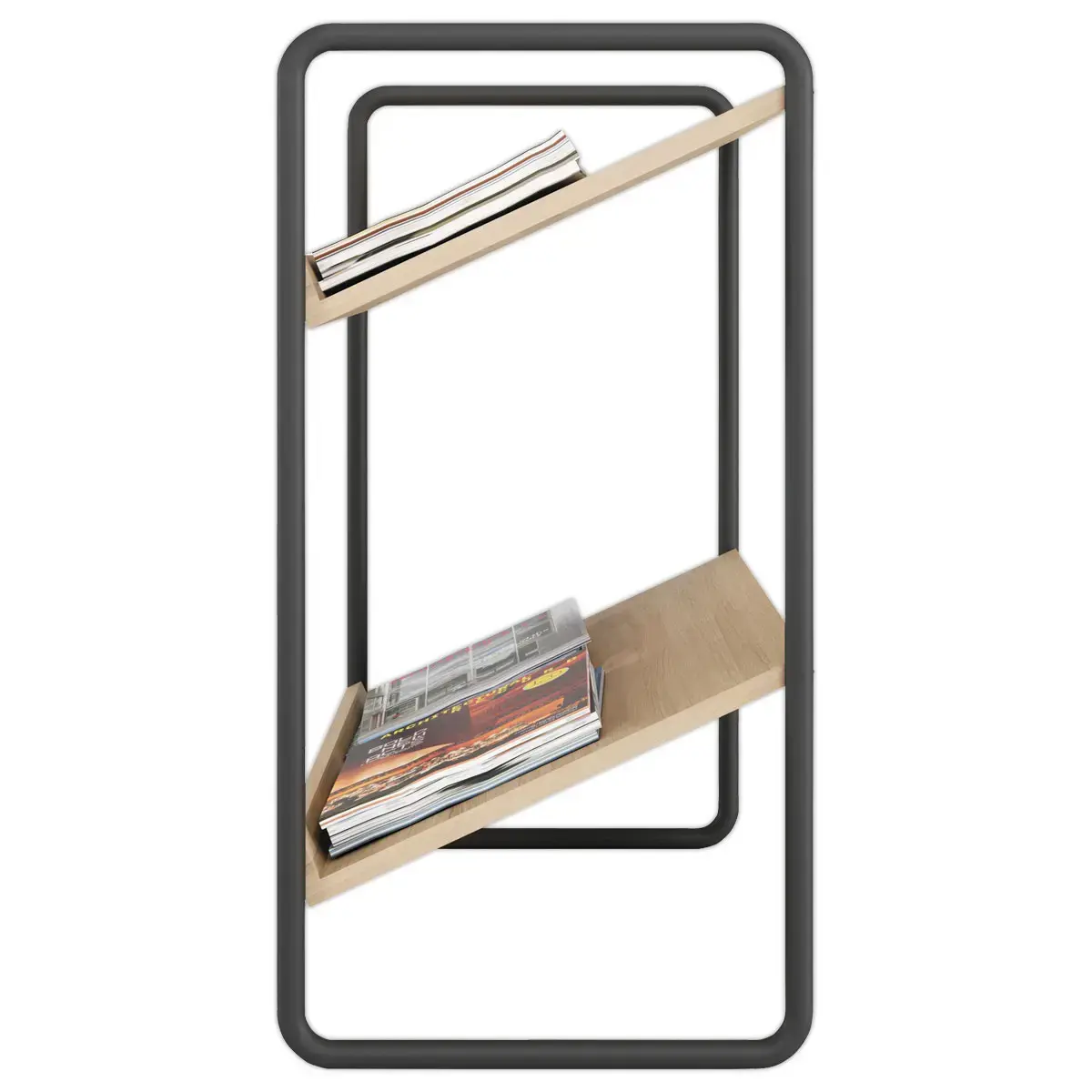 Vloerdisplay 72x72x37 cm - Zwart Staal & 2 Houten Planken - Snelle Montage - MEET 