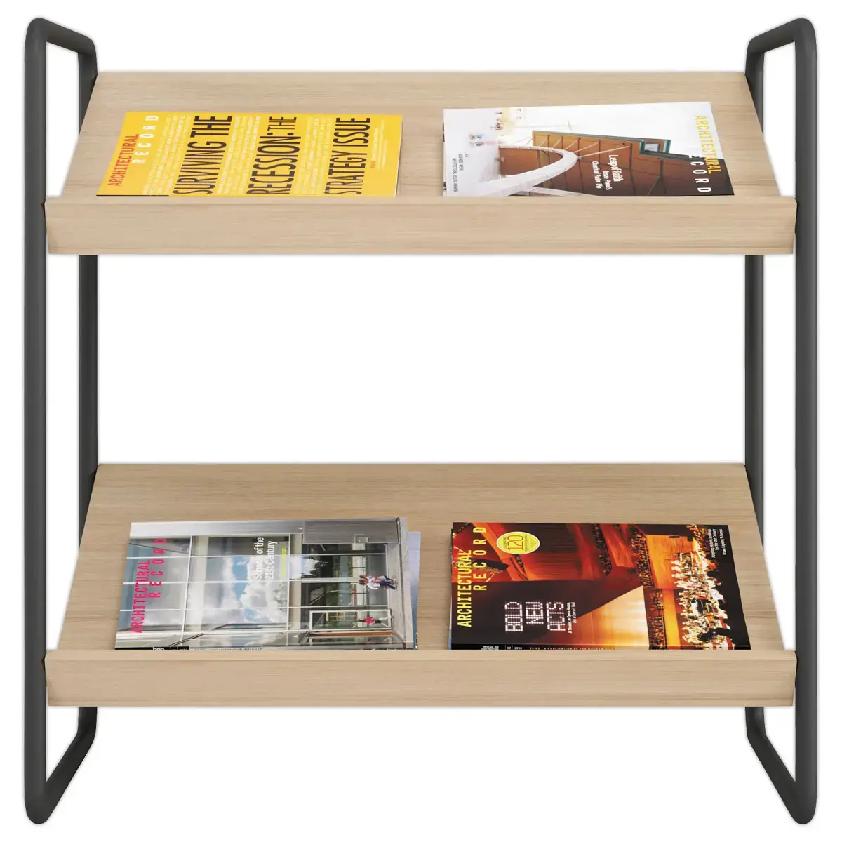 Vloerdisplay 72x72x37 cm - Zwart Staal & 2 Houten Planken - Snelle Montage - MEET 